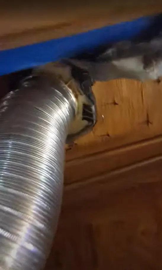 After: a properly sized elbow sealed with heat-rated tape